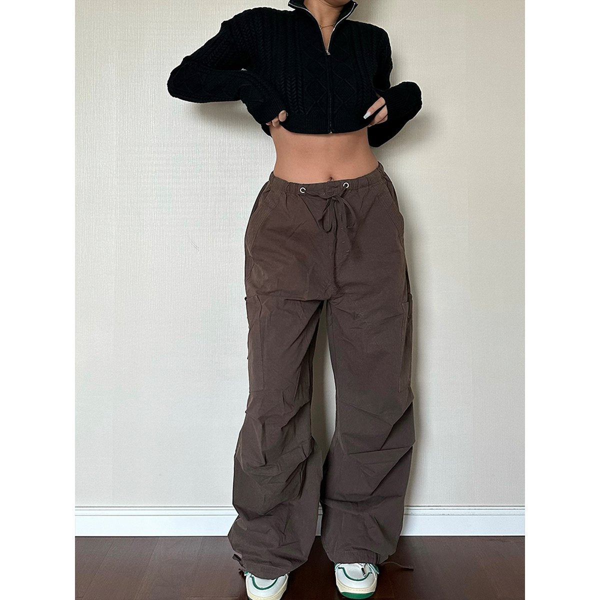 Women's Straight Tube Loose Pocket Cargo Pants