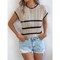 Women's Stripe Cable Knit Casual Loose Vacation Top