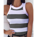 Women's Striped Print Sleeveless Vest
