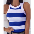 Women's Striped Print Sleeveless Vest