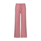 Women's Striped Rags Stitching Wide-leg Pants