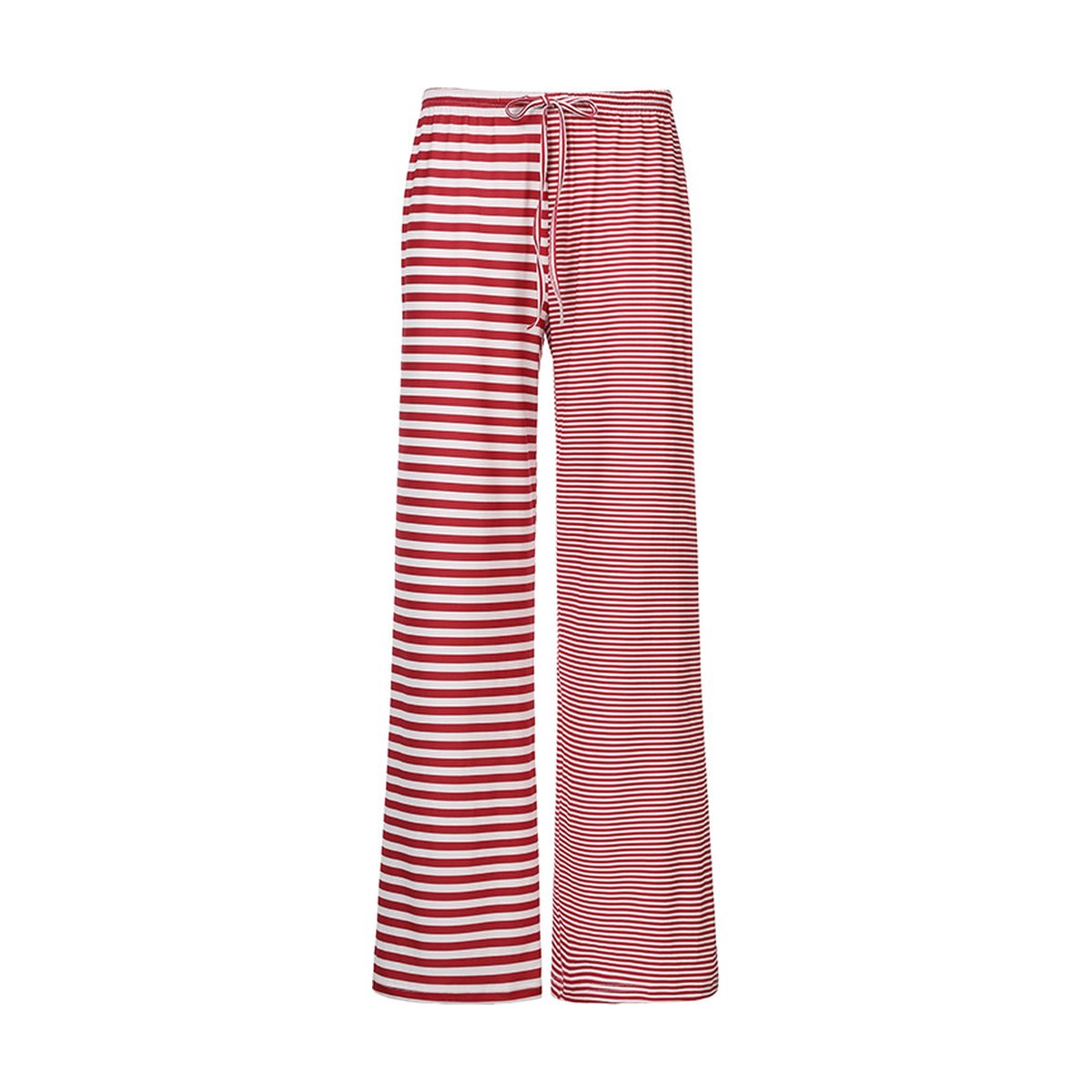 Women's Striped Rags Stitching Wide-leg Pants