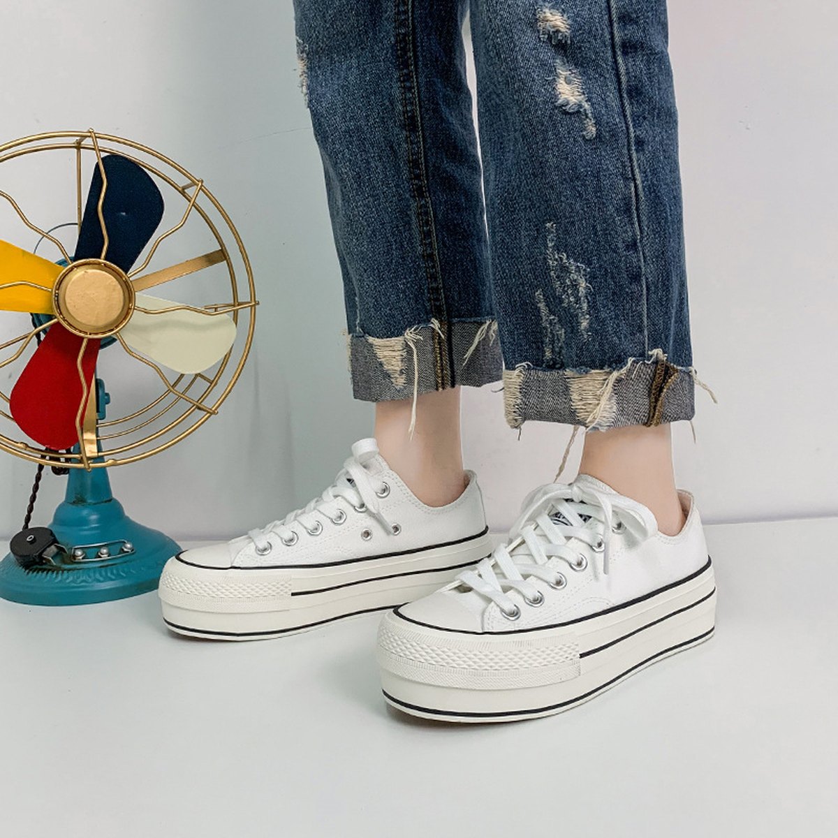 Women's Student Thick-soled Increased Canvas Shoes