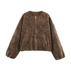 Women's Suede Embroidered Pilot Jacket