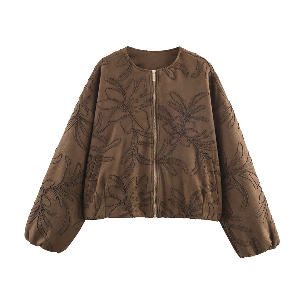 Women's Suede Embroidered Pilot Jacket