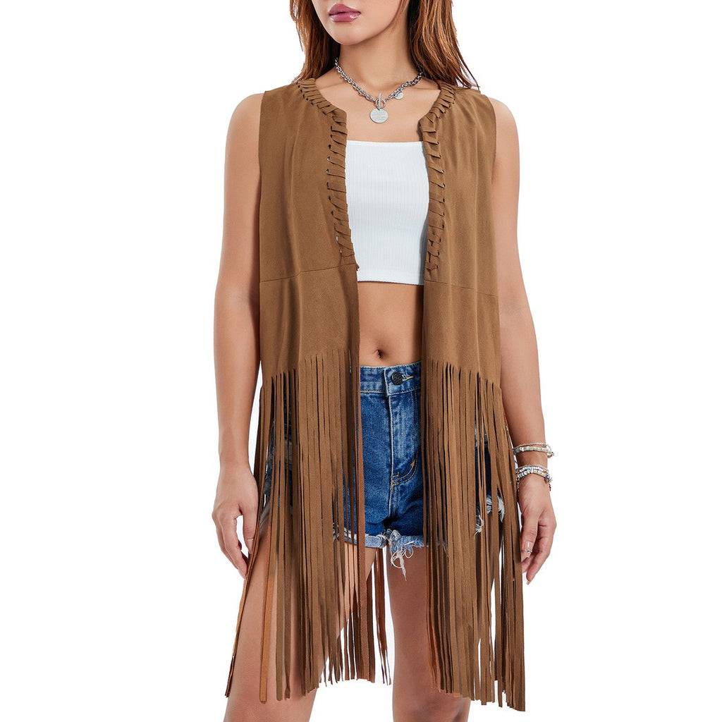 Women's Suede Tassel Vest Coat