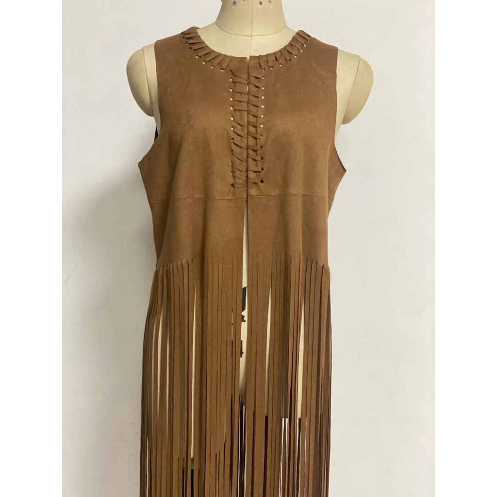 Women's Suede Tassel Vest Coat