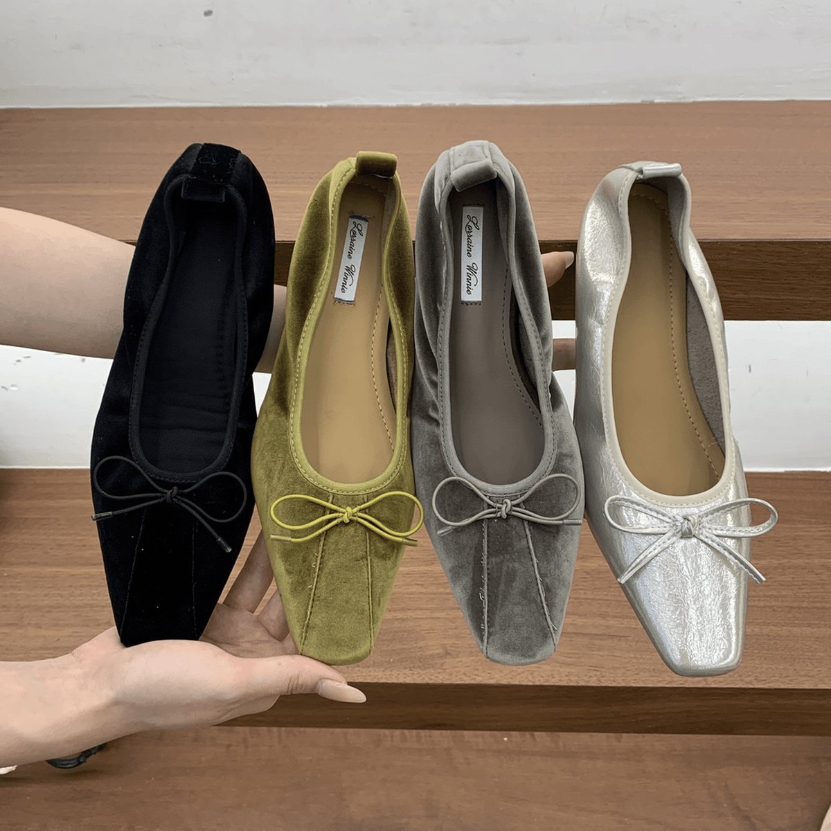 Women's Sweet Bow Shallow Cut Ballet Flats Slip-on