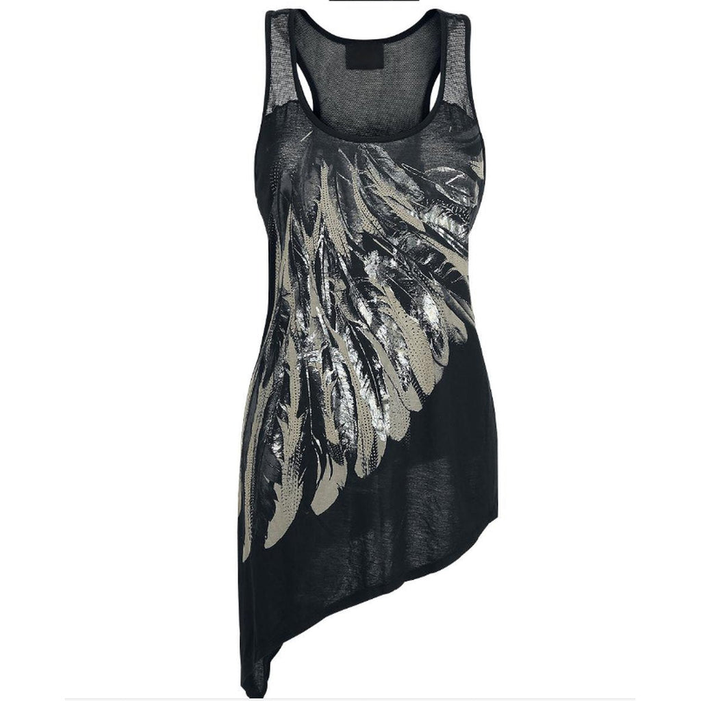 Women's Tank Top Feather Print Vest Shirts
