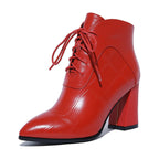 Women's Thick Heel Leather Boots High