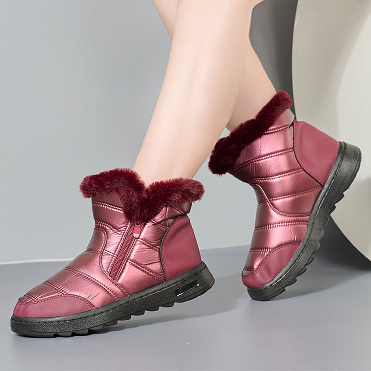 Women's Thick Plush Snow Boots Side Zipper High
