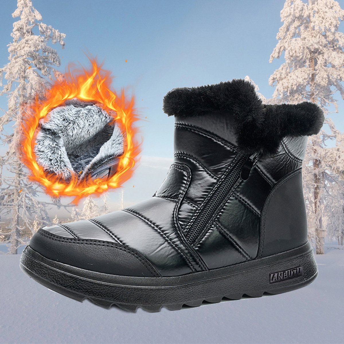 Women's Thick Plush Snow Boots Side Zipper High