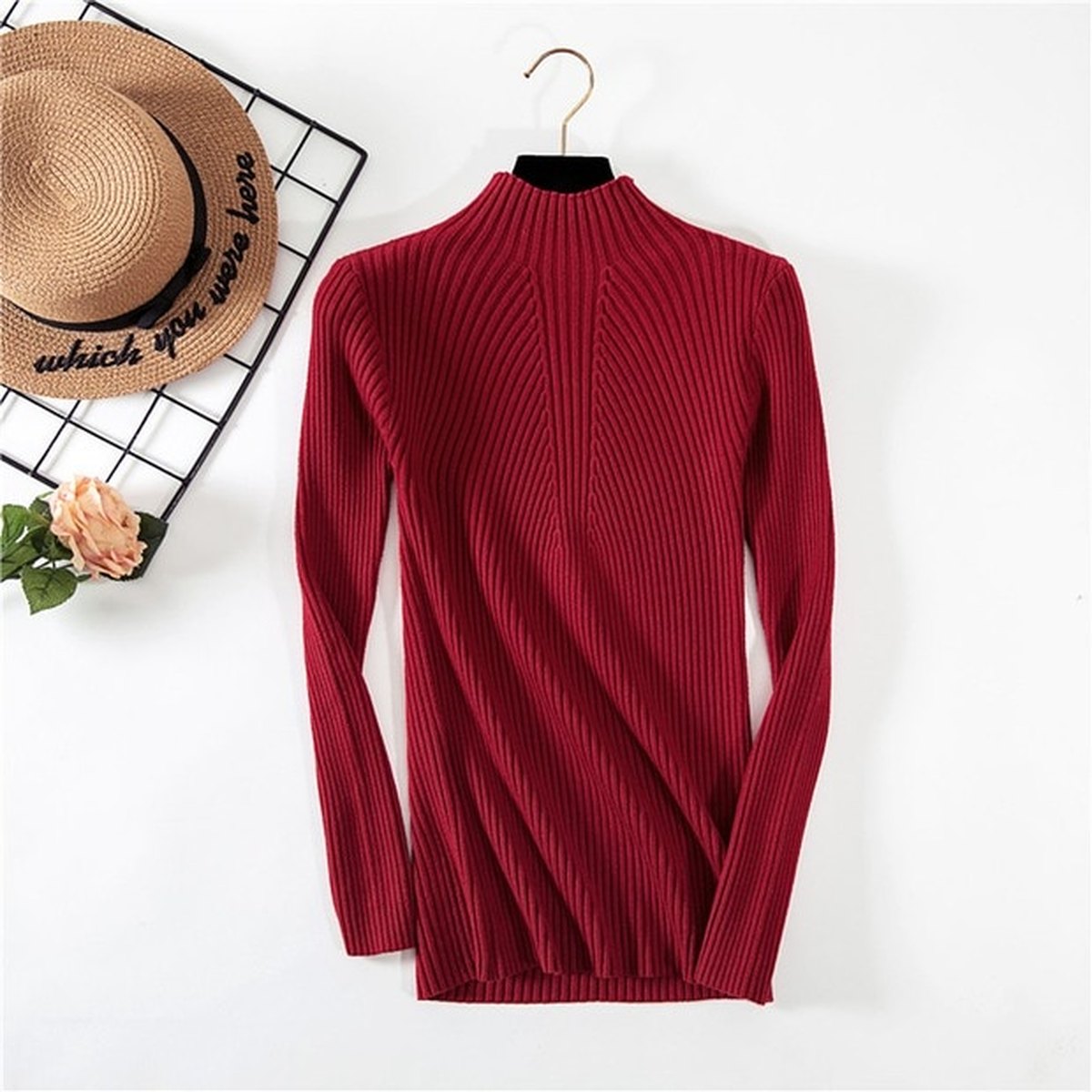Women's Threaded Half-neck Sweater