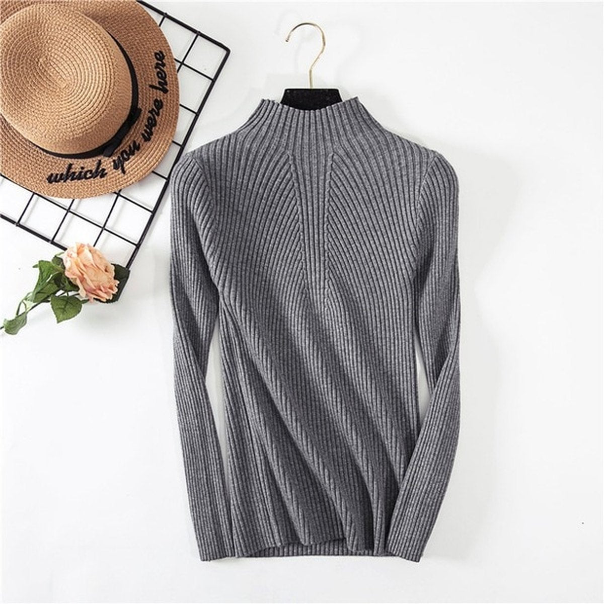 Women's Threaded Half-neck Sweater