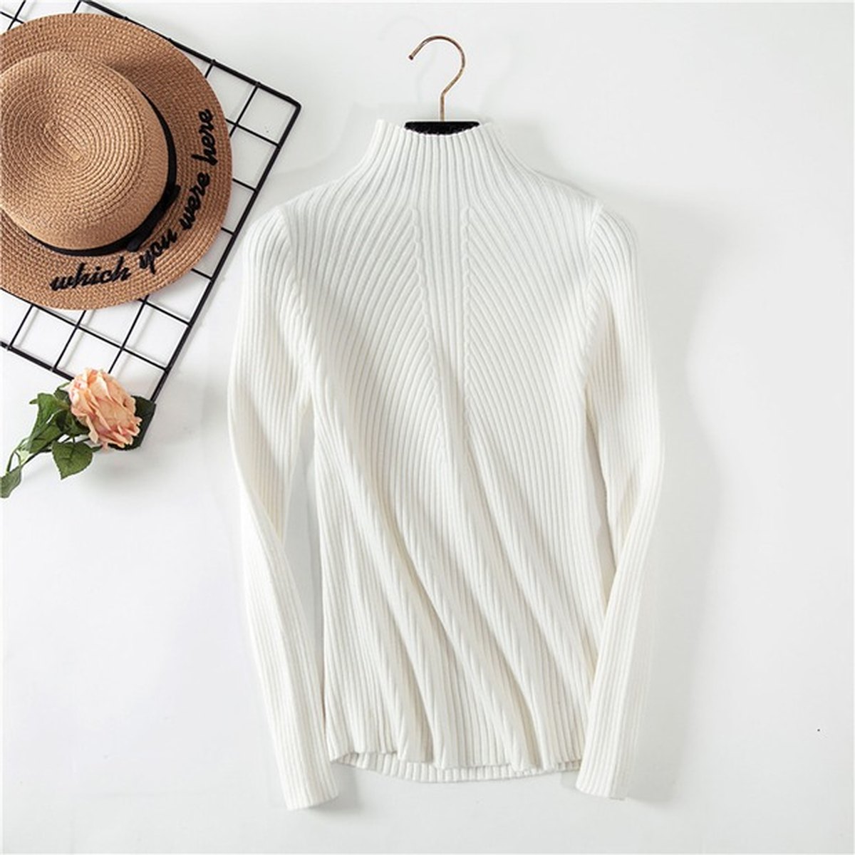 Women's Threaded Half-neck Sweater