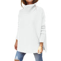 Women's Turtleneck Sweater Mid Length Batwing Sleeve Slit