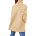 Women's Turtleneck Sweater Mid Length Batwing Sleeve Slit