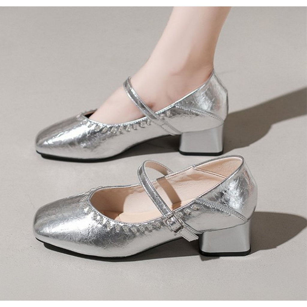 Women's Two-way Wear Rhinestone Strap Mary Janes Pointed