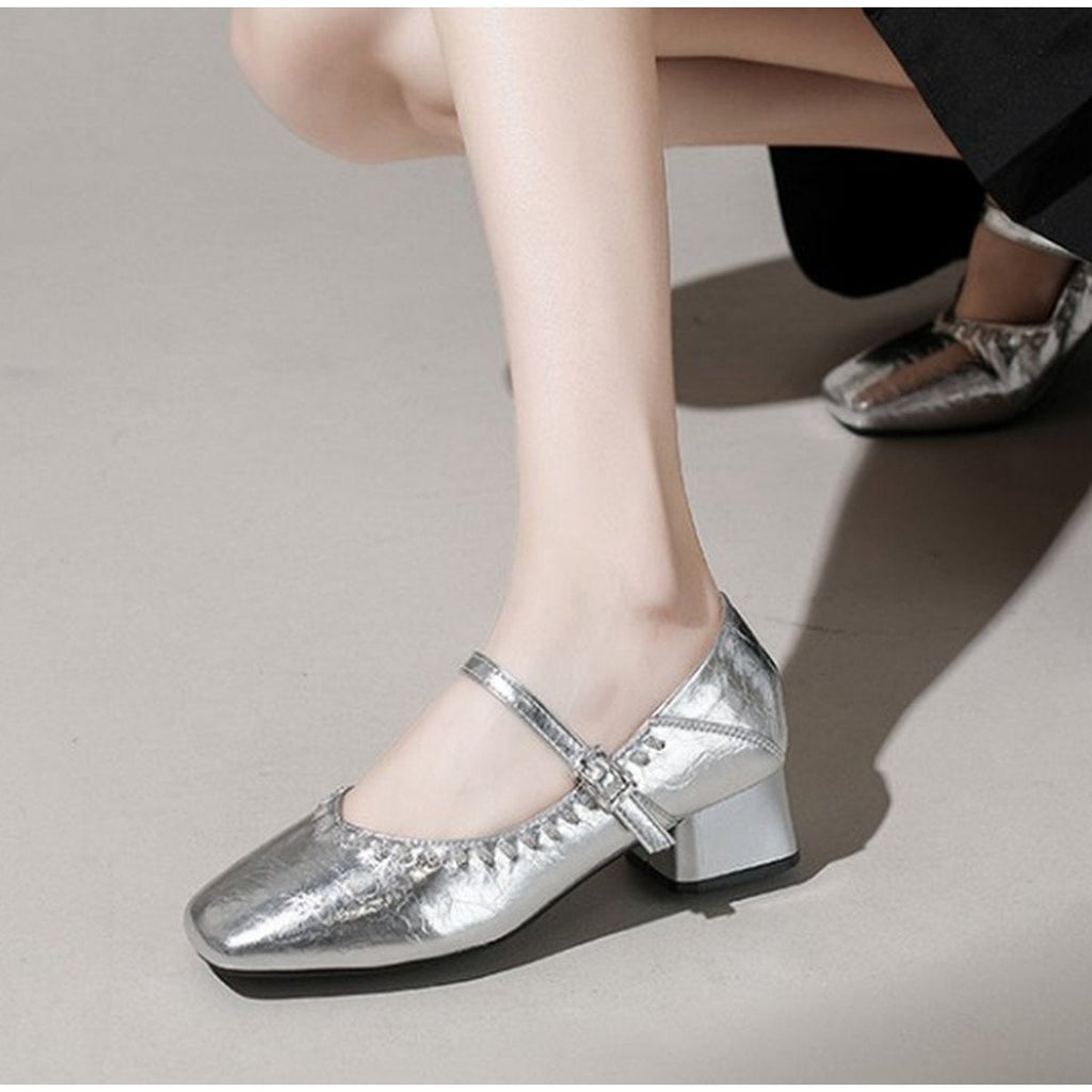 Women's Two-way Wear Rhinestone Strap Mary Janes Pointed