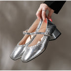 Women's Two-way Wear Rhinestone Strap Mary Janes Pointed