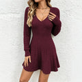 Women's V-neck Braided Knit Dress