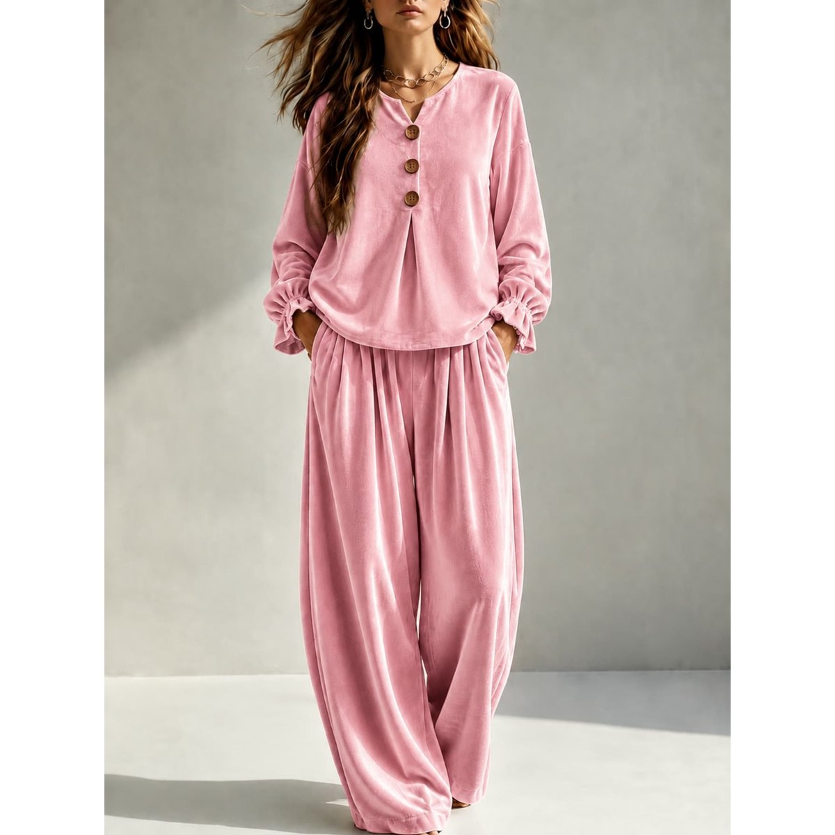 Women's Velvet Casual Pants Two-piece Set
