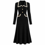 Women's Vertical-ribbed Waist-cinching Knit Dress