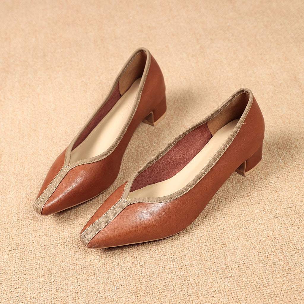 Women's Vintage Casual Retro Block Heel Pointed Toe