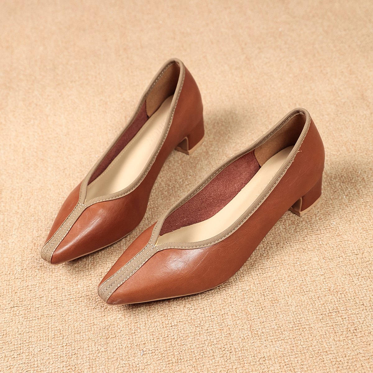 Women's Vintage Casual Retro Block Heel Pointed Toe