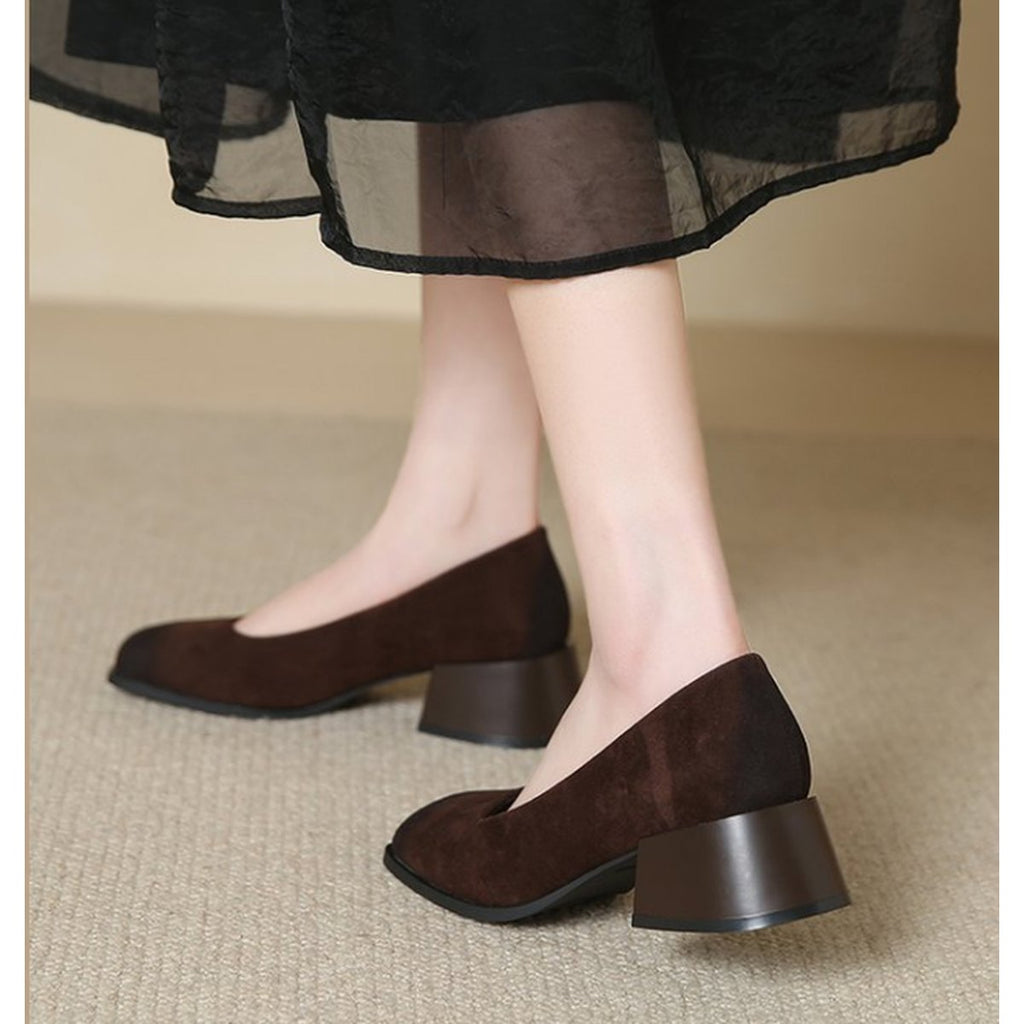 Women's Vintage French Chic Square Toe Block Heel