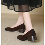 Women's Vintage French Chic Square Toe Block Heel