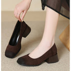 Women's Vintage French Chic Square Toe Block Heel
