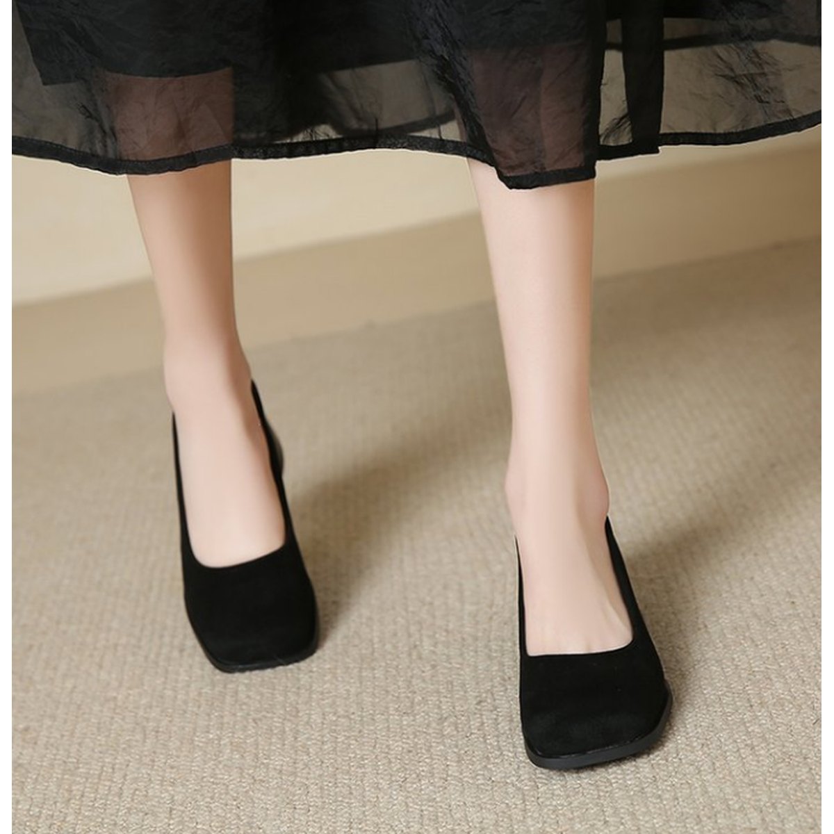 Women's Vintage French Chic Square Toe Block Heel