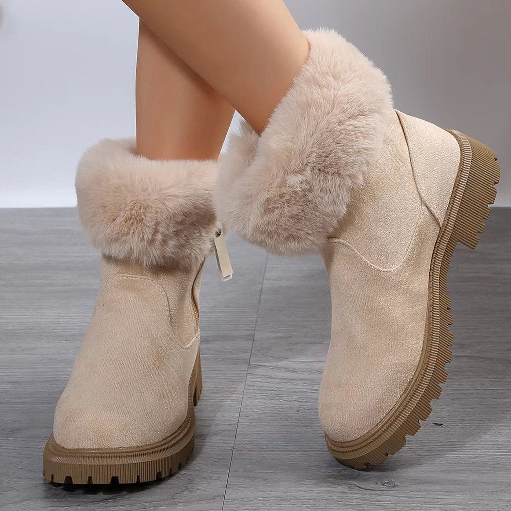 Women's Warm Plush Boots Side-zipper Snow Boot Outdoor