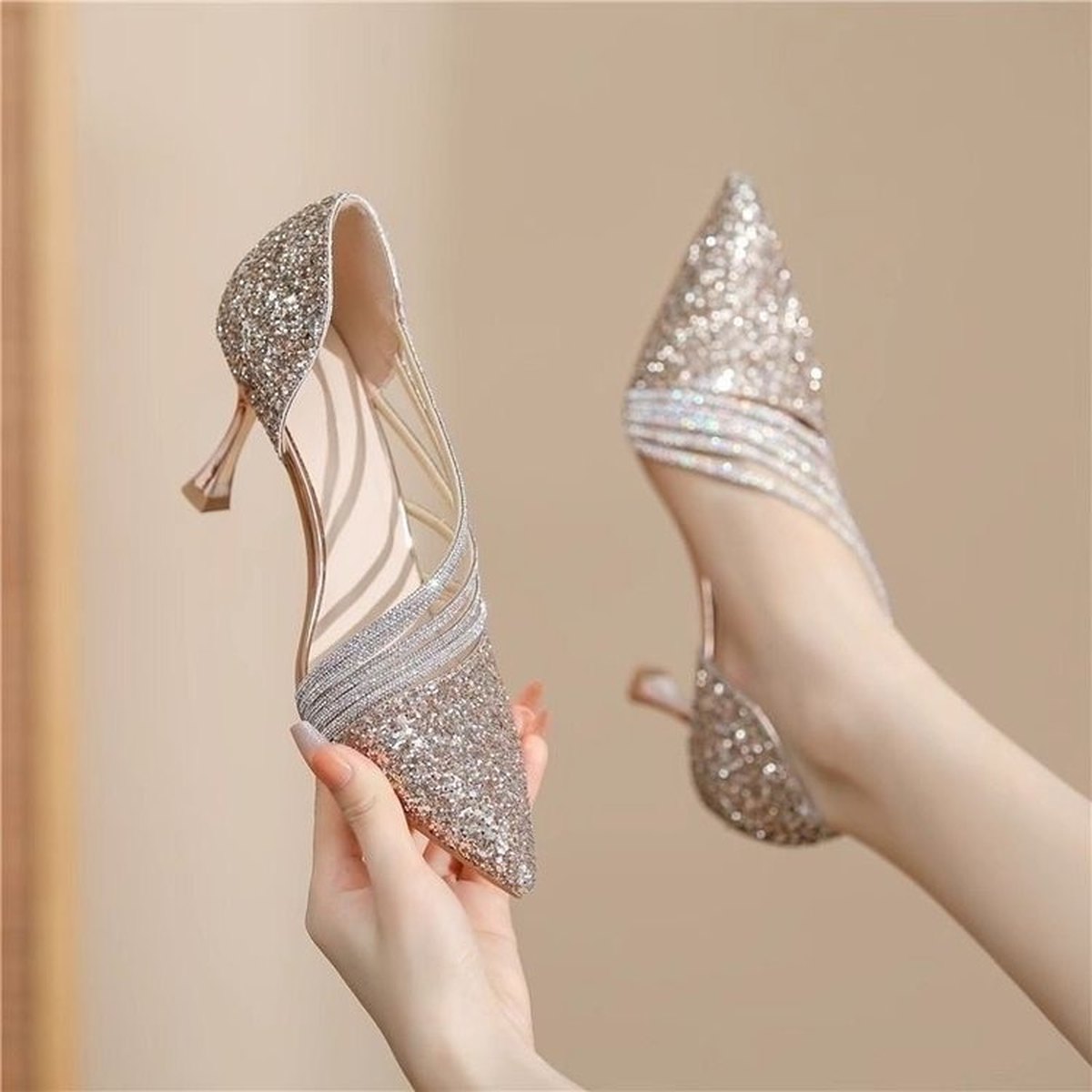 Women's Wedding Shoes Bride Elegant Pointed Toe Slip