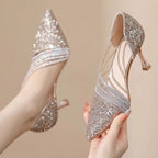Women's Wedding Shoes Bride Elegant Pointed Toe Slip