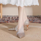 Women's Wedding Shoes Bride Elegant Pointed Toe Slip
