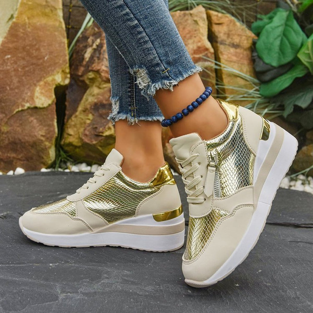 Women's Wedge Soled Height Increasing Casual Sneakers