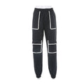 Women's White Stripe Cargo Pants Trousers Pockets Patchwork