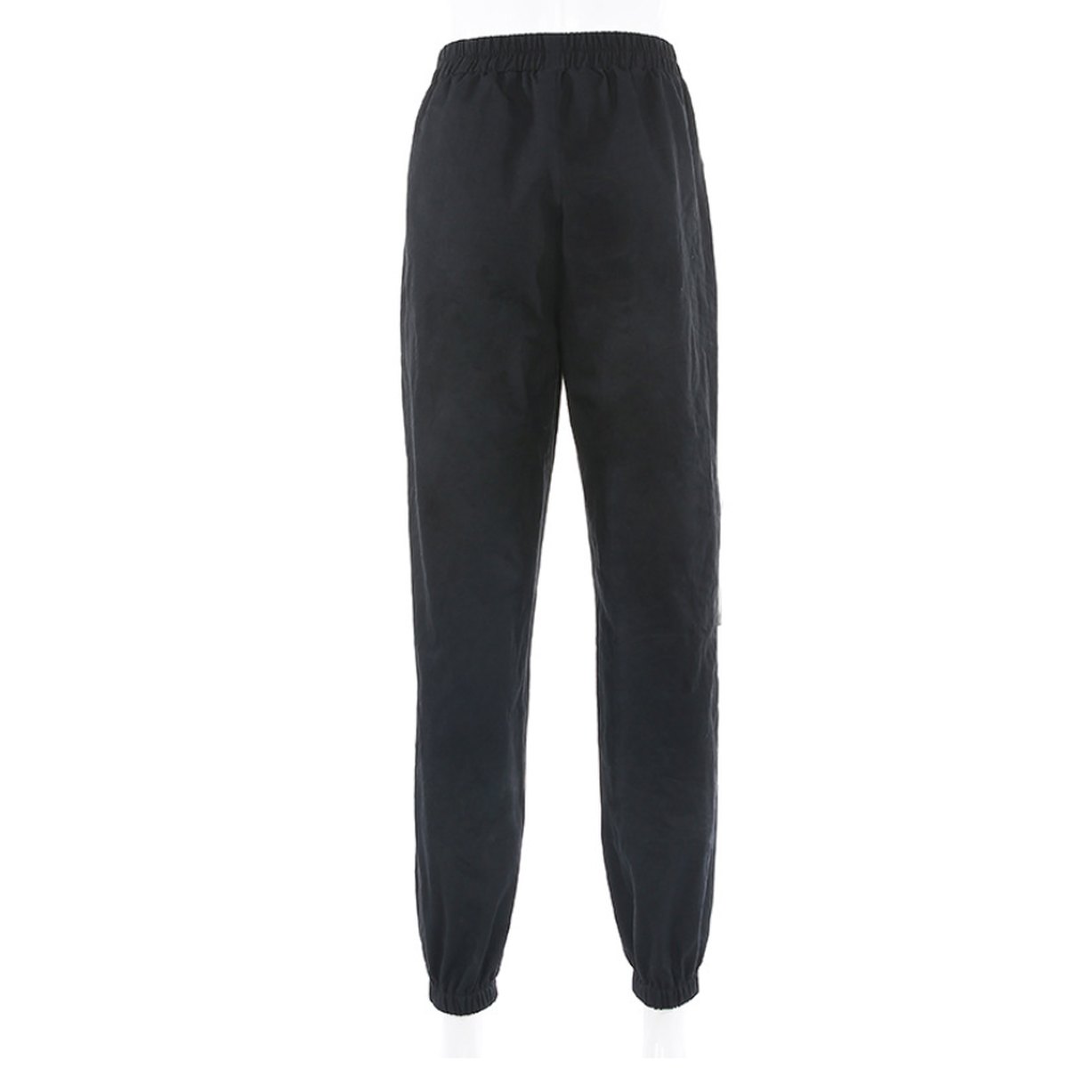 Women's White Stripe Cargo Pants Trousers Pockets Patchwork