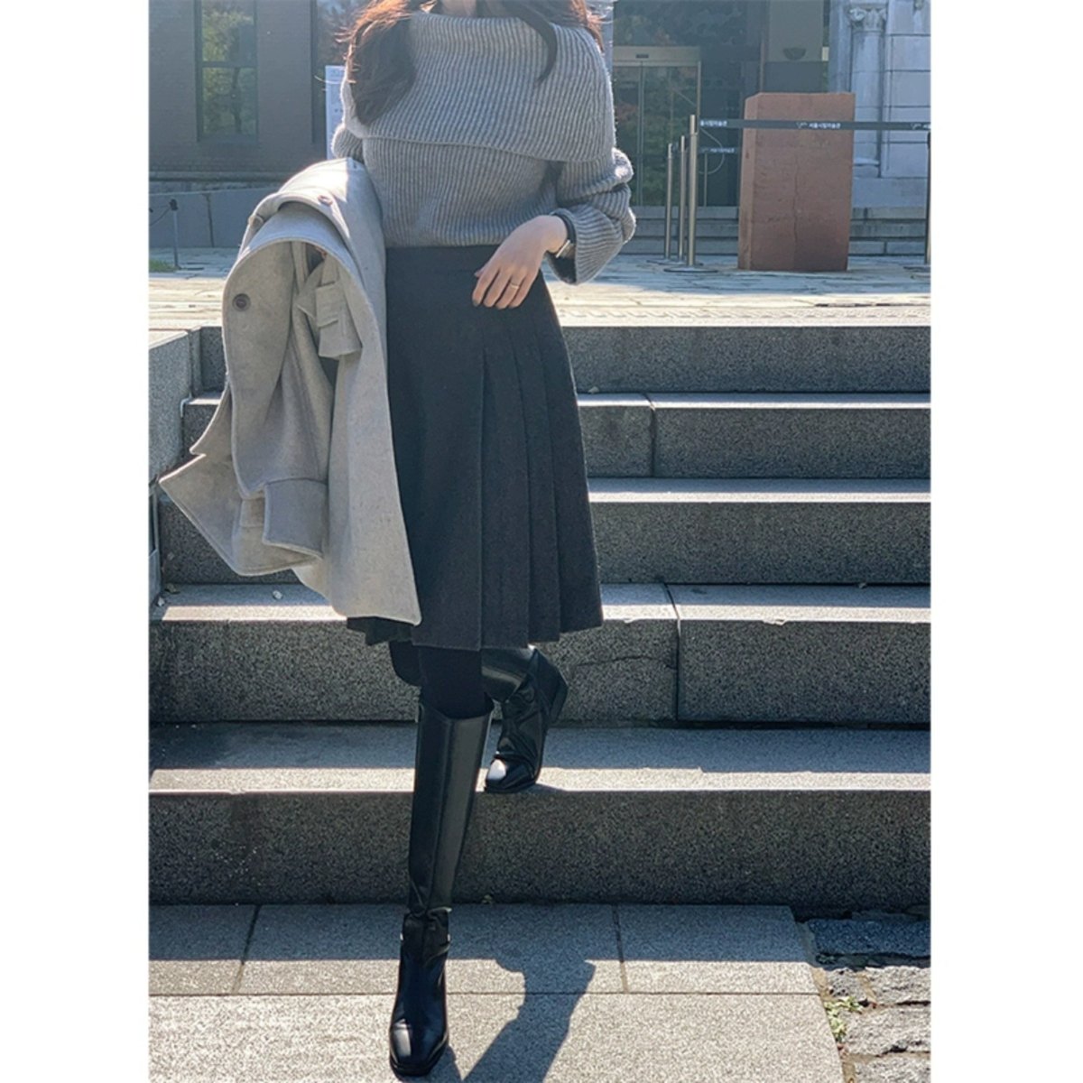 Women's Wool Pleated Skirt