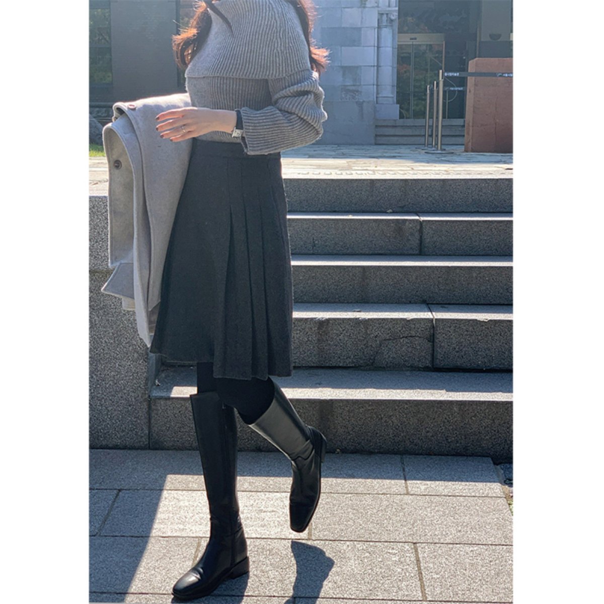 Women's Wool Pleated Skirt