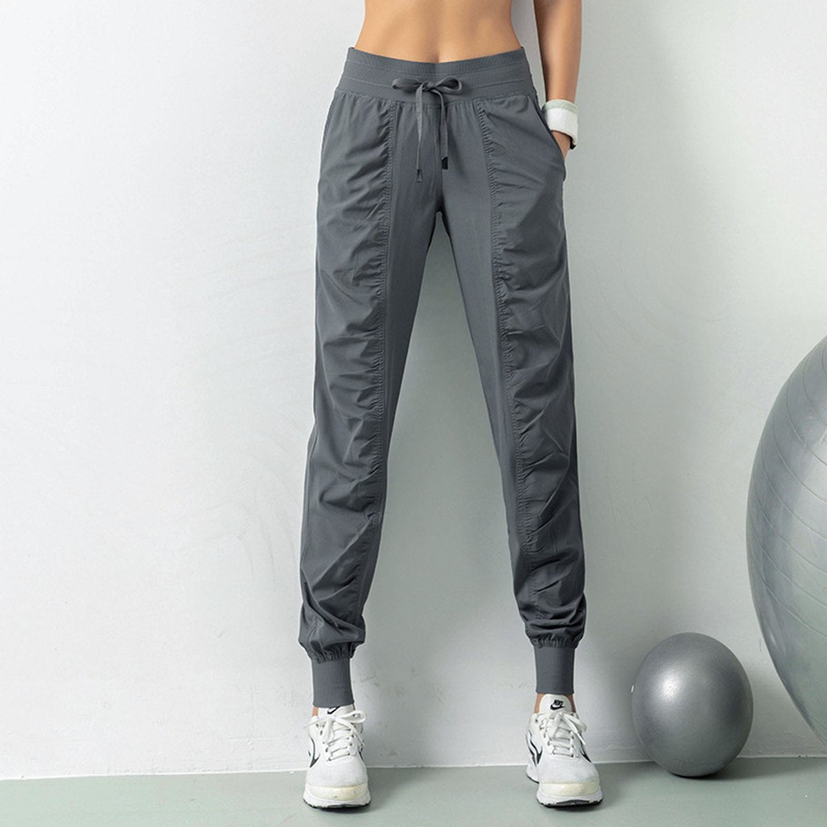 Women's Wrinkle Slimming Fitness Sports Pants Loose Leggings