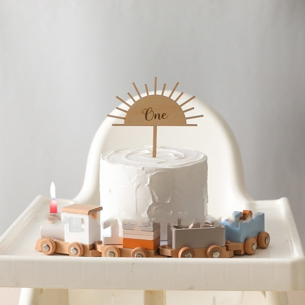 Wooden Children's Birthday Train Toy Baby Milestone