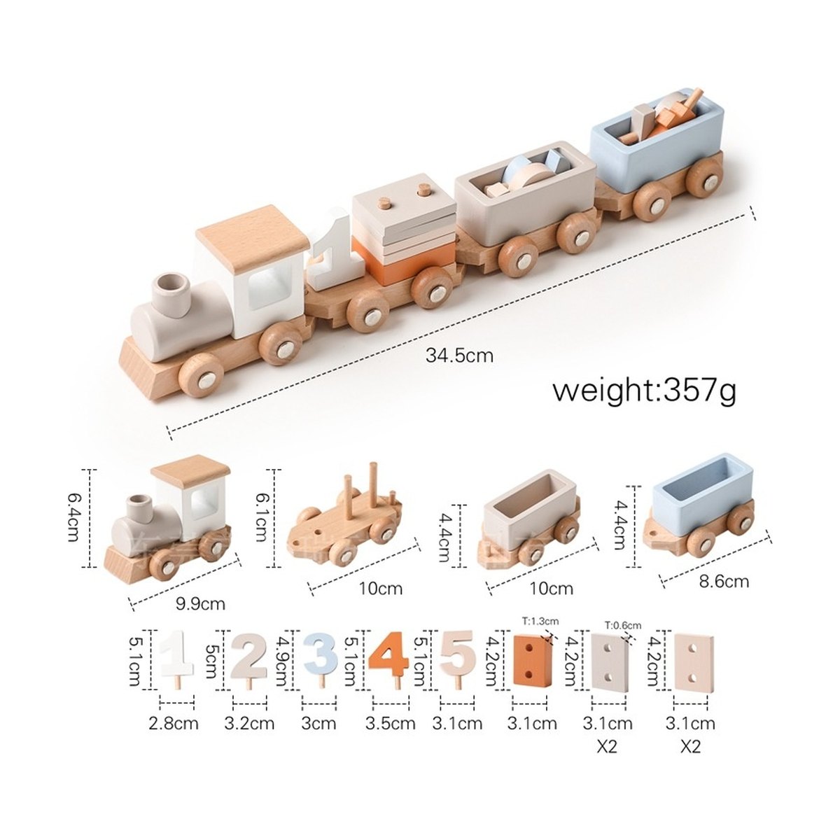 Wooden Children's Birthday Train Toy Baby Milestone