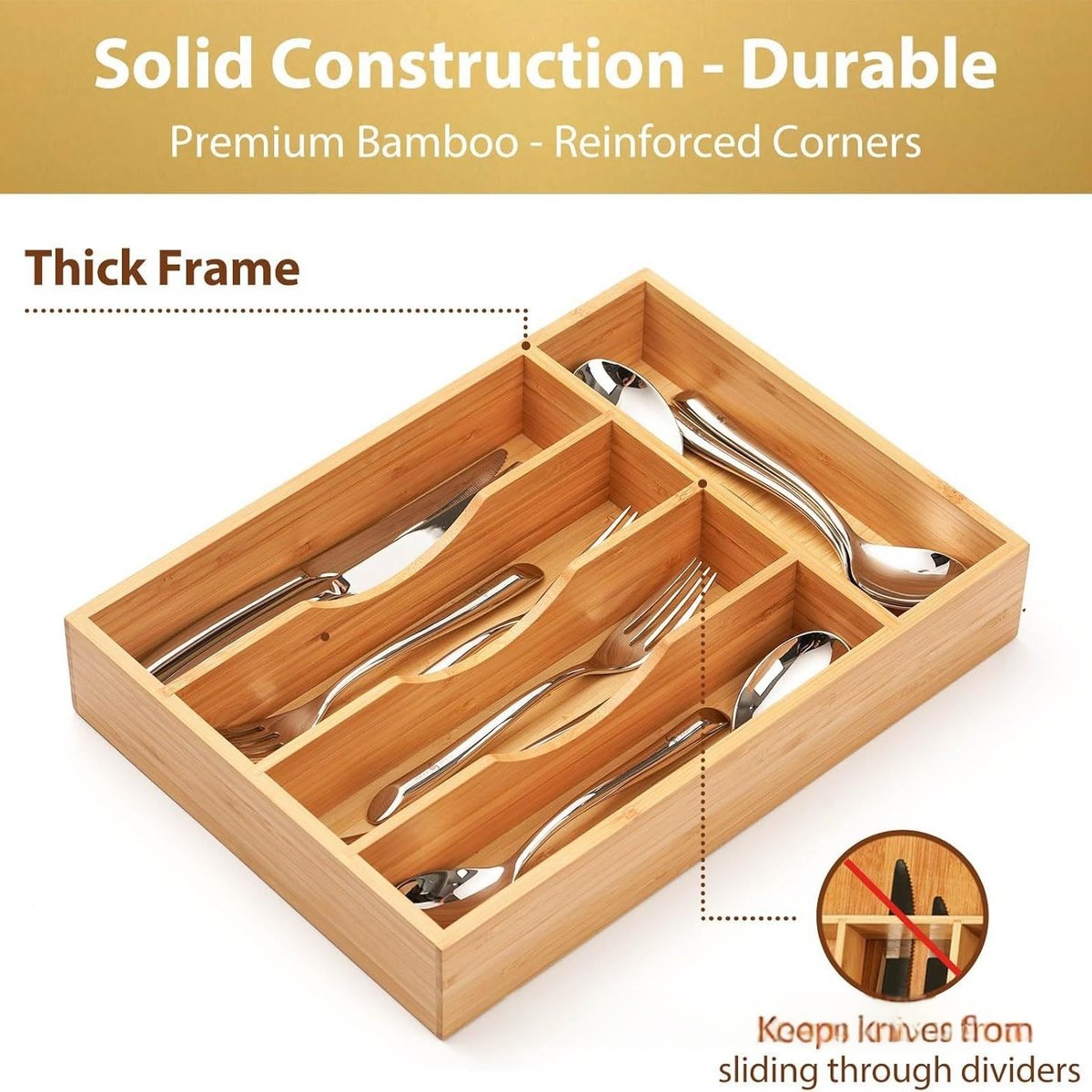 Wooden Minimalist Home Kitchen Drawer Organizer Box