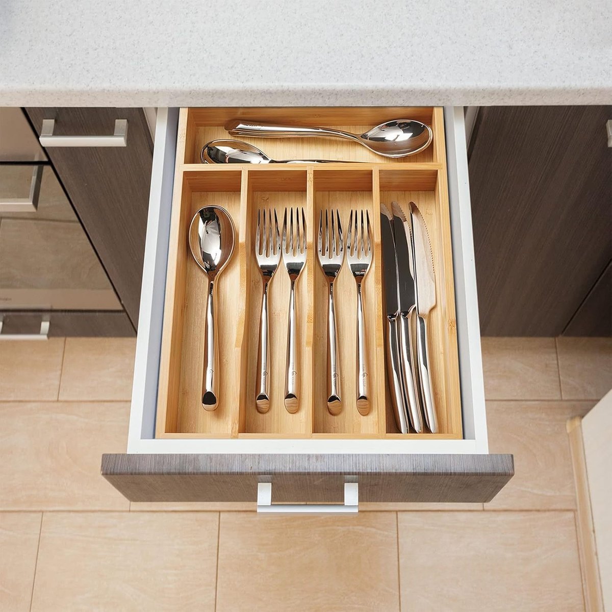 Wooden Minimalist Home Kitchen Drawer Organizer Box