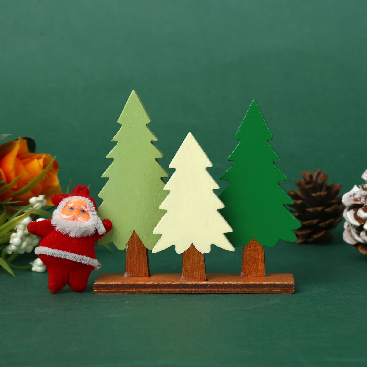 Wooden Pine Tree Ornaments