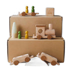 Wooden Pull-along Cart Childrens Assembly Building Block