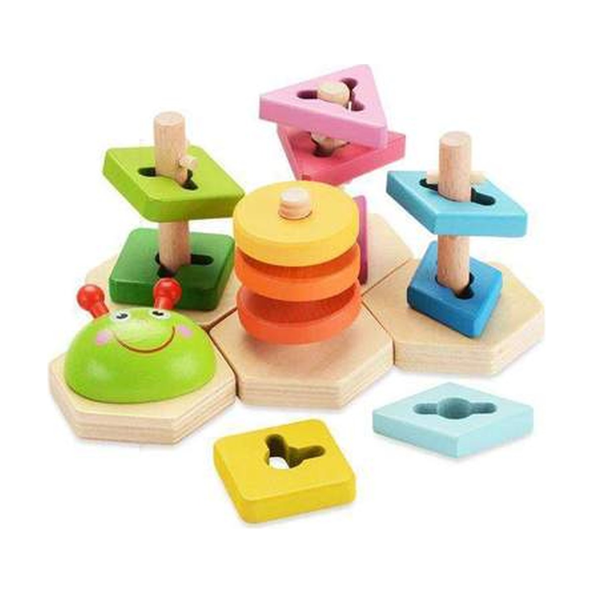 Wooden Shape Sorting Stacking Puzzle